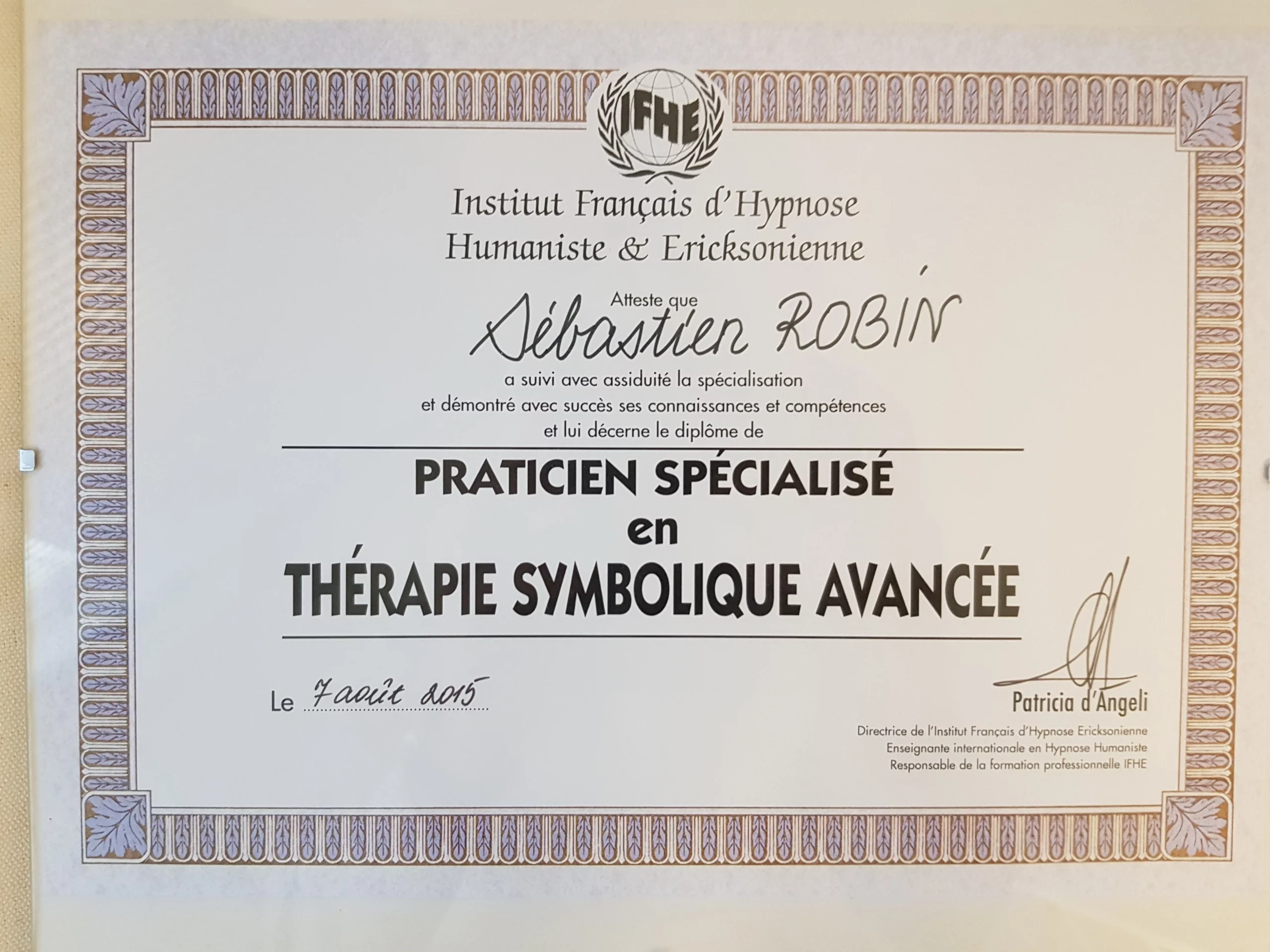 Diplôme hypnothérapie Maitre hypnose thérapie symbolique