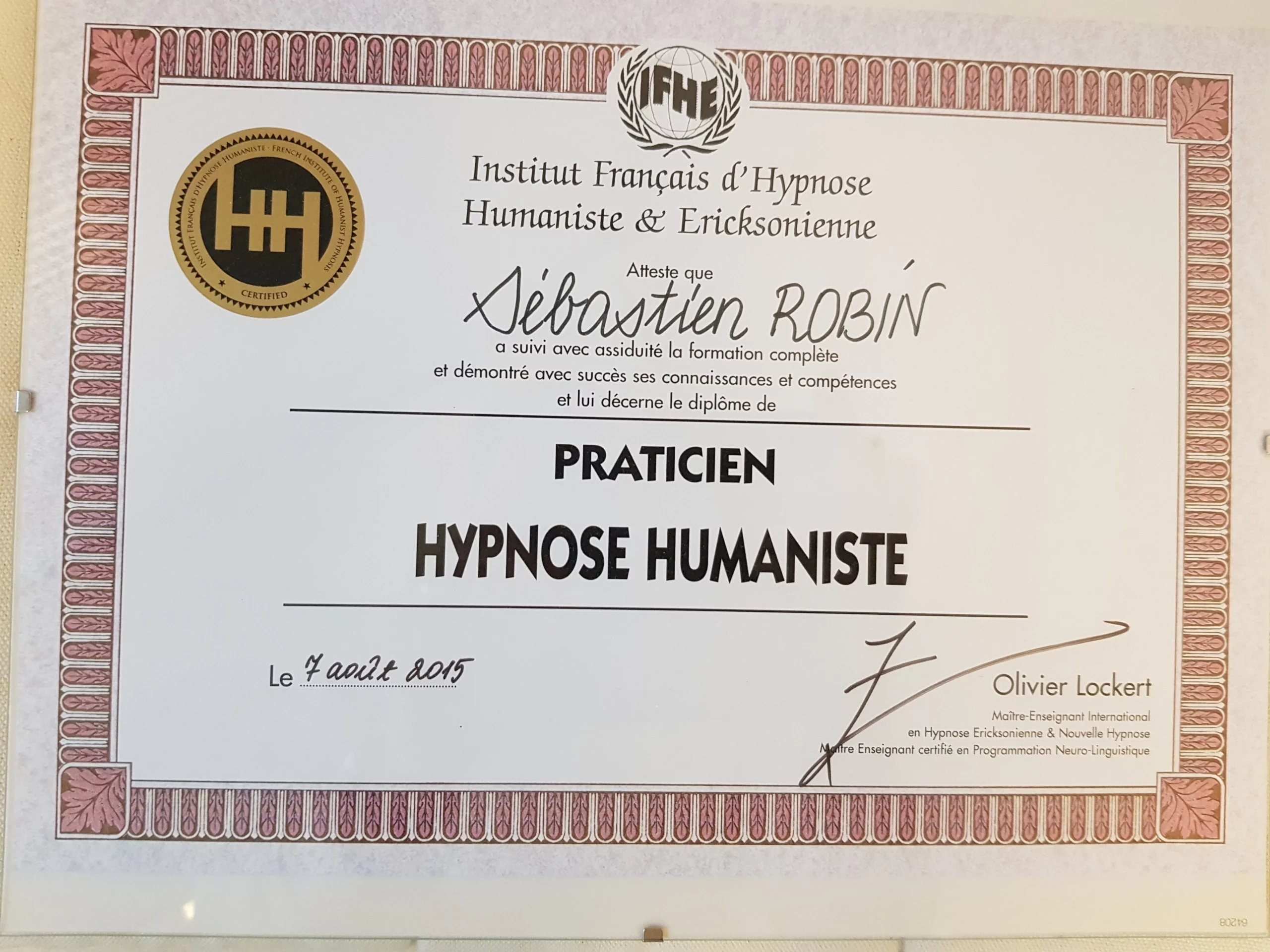 Diplôme hypnothérapie Humaniste